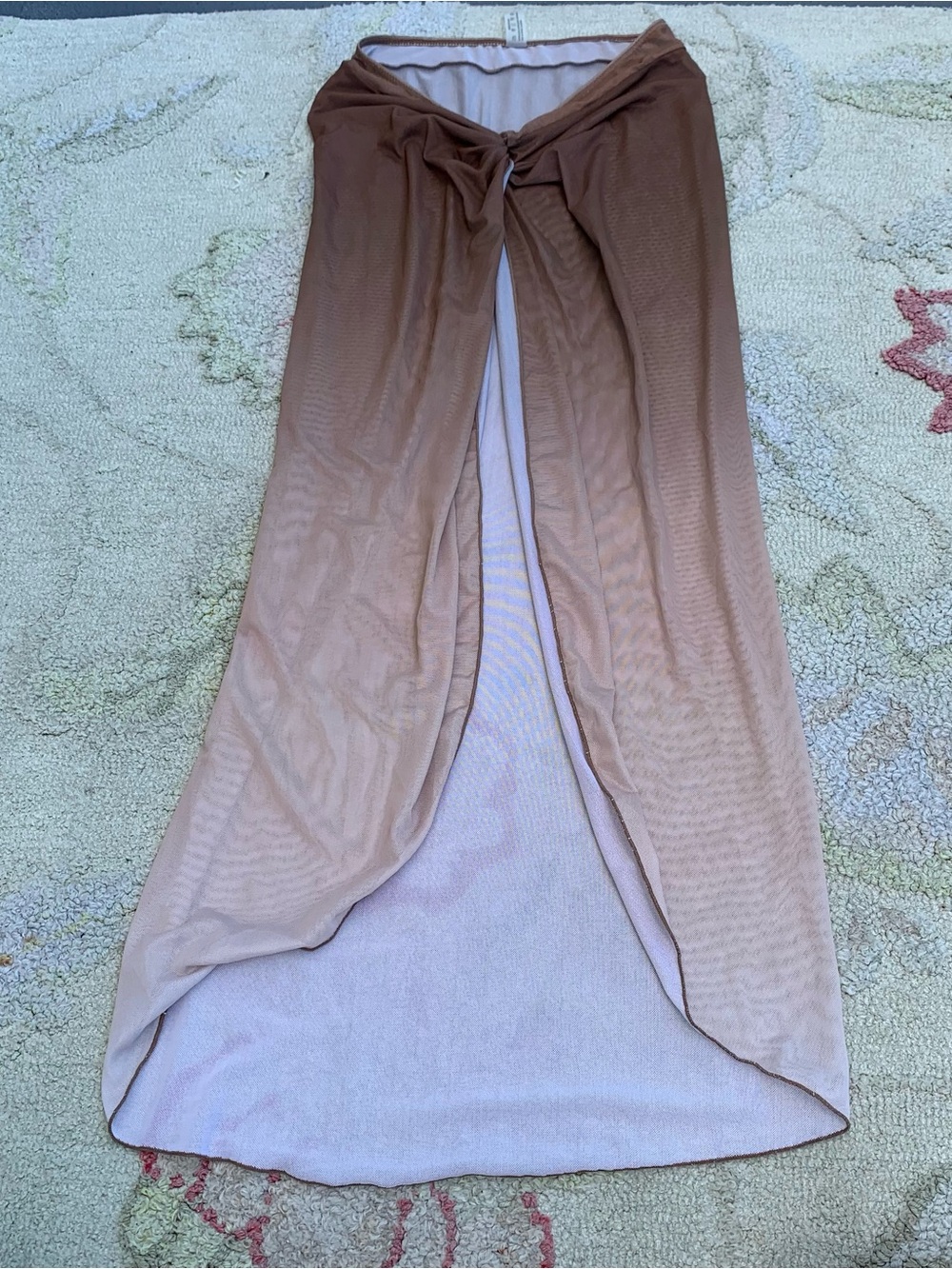 Brown Ombré Mesh Maxi Skirt / Beach Cover-Up size small